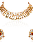White Hangings Choker Set with Floral Studs