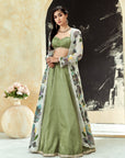 Sage Green Lehenga Set with Hand Painted Jacket