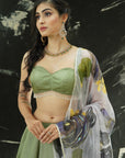 Sage Green Lehenga with Hand Painted Dupatta