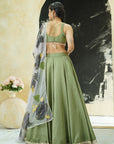 Sage Green Lehenga with Hand Painted Dupatta
