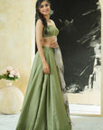 Sage Green Lehenga with Hand Painted Dupatta